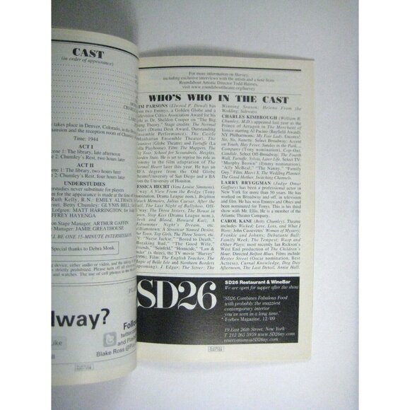 Harvey Playbill Opening Night June 2012 Jim Parsons Carol Kane Hecht Kimbrough - Picture 6 of 7